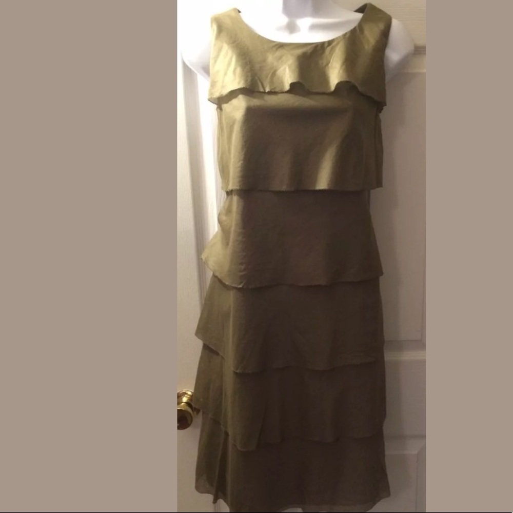 New TALBOTS Olive Green Tiered Dress
